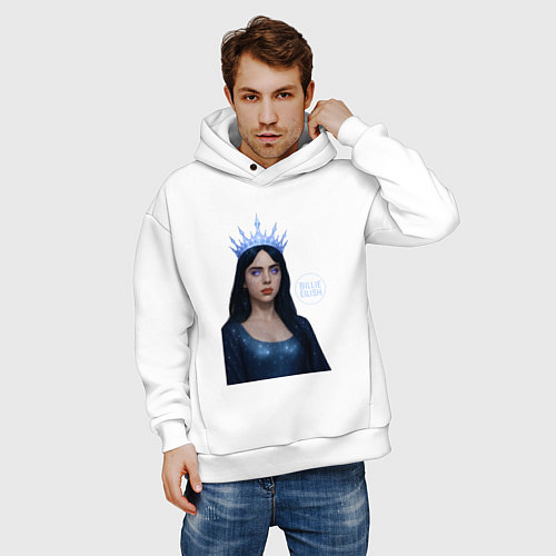 Мужское худи оверсайз Билли Айлиш с короной / Белый – фото 3