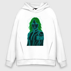 Толстовка оверсайз мужская Билли Айлиш из неоновых линий, цвет: белый