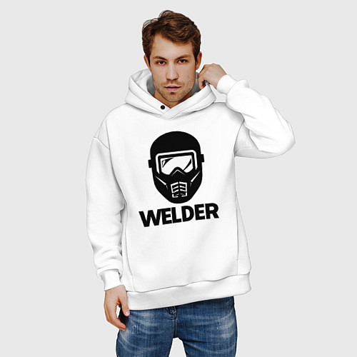 Мужское худи оверсайз Маска сварщика / Белый – фото 3