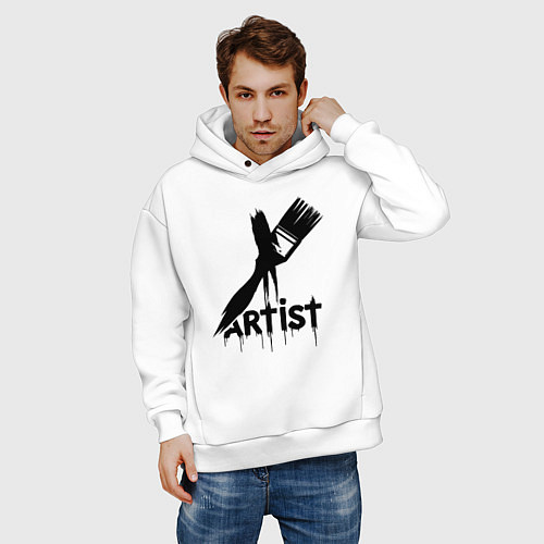 Мужское худи оверсайз Художник с кистью / Белый – фото 3