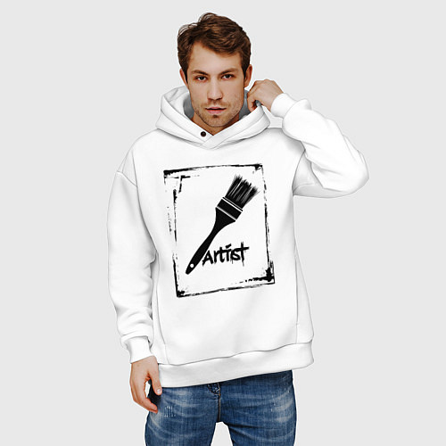 Мужское худи оверсайз Кисть художника / Белый – фото 3