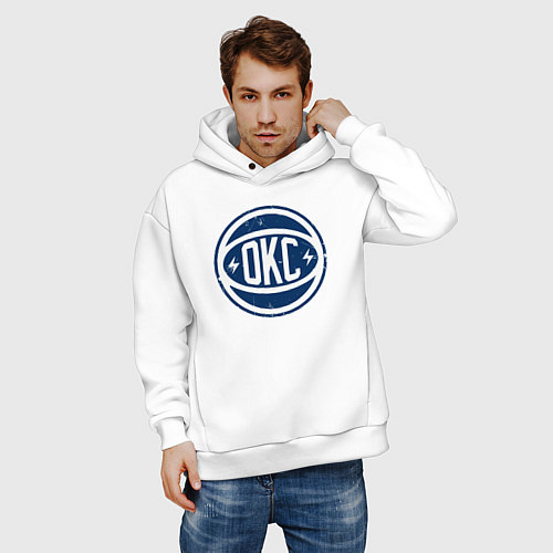 Мужское худи оверсайз OKC ball / Белый – фото 3