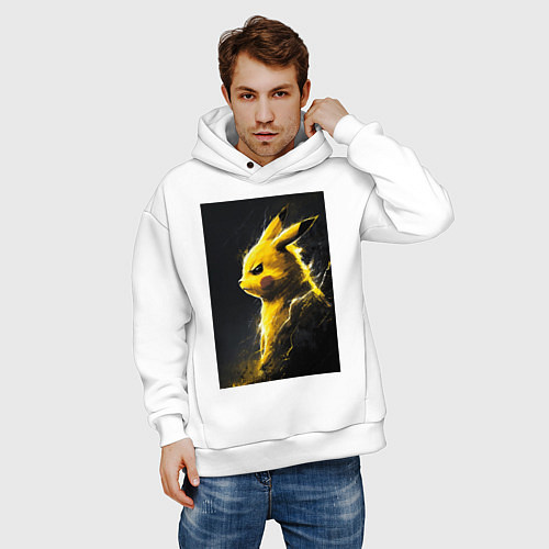 Мужское худи оверсайз Pikachu / Белый – фото 3