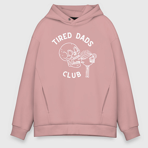 Мужское худи оверсайз Tired Dads Club белый / Пыльно-розовый – фото 1