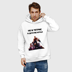 Толстовка оверсайз мужская Играл в детстве Duke Nukem, цвет: белый — фото 2