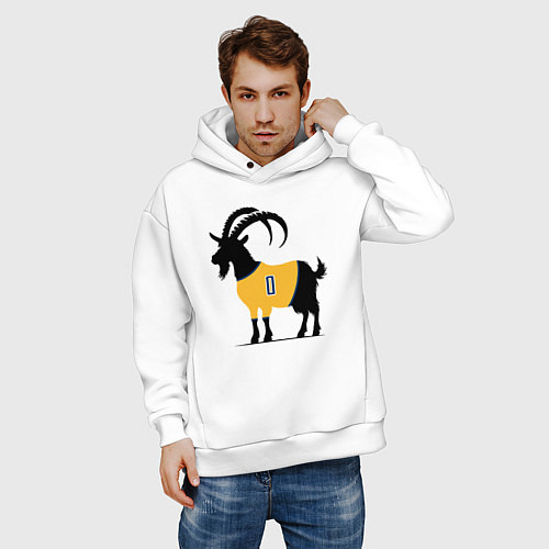 Мужское худи оверсайз Haliburton goat / Белый – фото 3