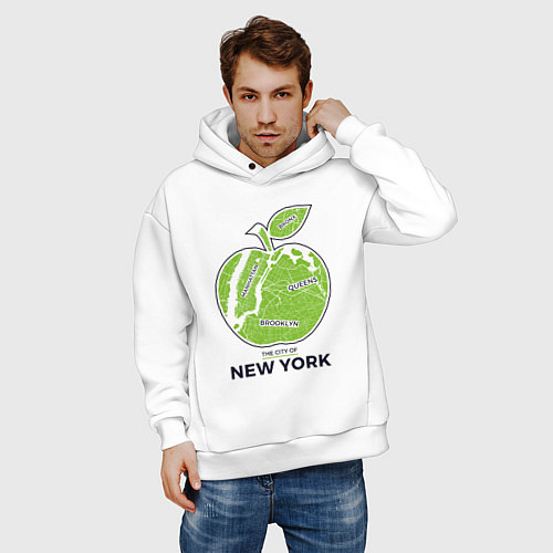 Мужское худи оверсайз Сity of New York / Белый – фото 3
