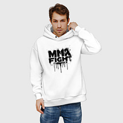 Толстовка оверсайз мужская MMA боец черной краской, цвет: белый — фото 2