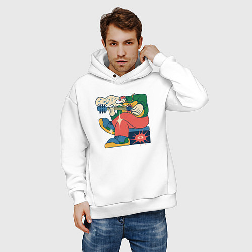 Мужское худи оверсайз Rock boy / Белый – фото 3