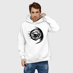 Толстовка оверсайз мужская Волейбольный мяч вихревой удар, цвет: белый — фото 2