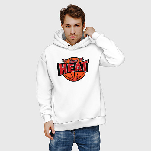 Мужское худи оверсайз Майами Хит - баскетбол / Белый – фото 3