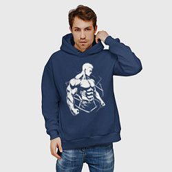 Толстовка оверсайз мужская Мускулистый аниме, цвет: тёмно-синий — фото 2