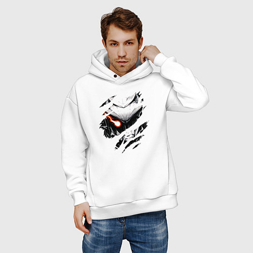 Мужское худи оверсайз Anime Goblin Slayer Orcbolg / Белый – фото 3