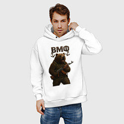 Толстовка оверсайз мужская ВМФ медведь с автоматом, цвет: белый — фото 2