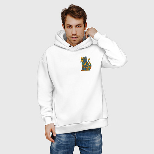 Мужское худи оверсайз Кубистический мур / Белый – фото 3