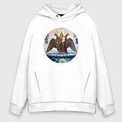 Толстовка оверсайз мужская Если ангел твой за твоим плечом то гром и молния т, цвет: белый