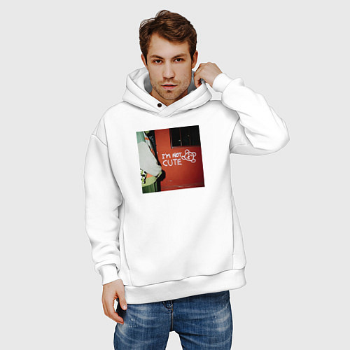 Мужское худи оверсайз Граффити медвежонок / Белый – фото 3