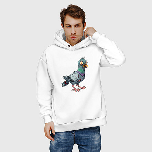 Мужское худи оверсайз Зомби голубь / Белый – фото 3