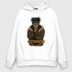 Толстовка оверсайз мужская XXXTentacion задумчивый, цвет: белый