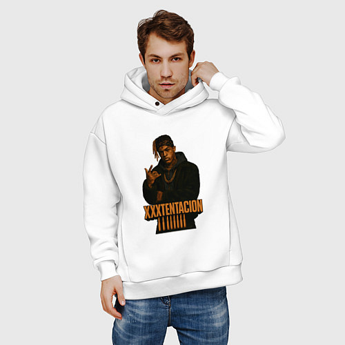 Мужское худи оверсайз XXXTentacion gangsta / Белый – фото 3