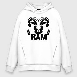 Толстовка оверсайз мужская Баран орнамент, цвет: белый
