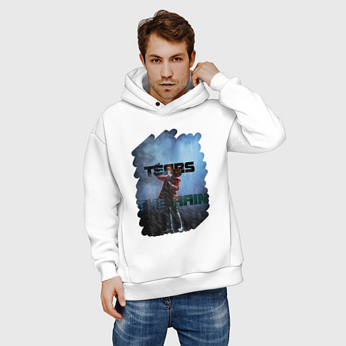 Мужское худи оверсайз Tears in the rain / Белый – фото 3