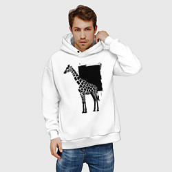 Толстовка оверсайз мужская Жираф в стиле граффити, цвет: белый — фото 2
