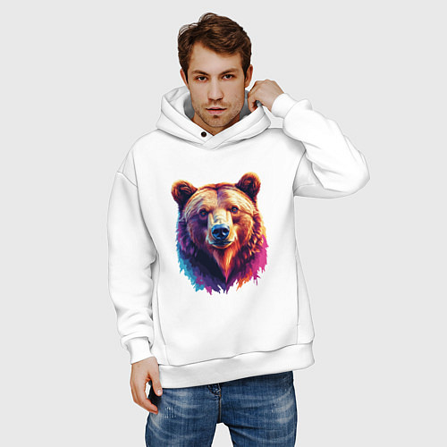Мужское худи оверсайз Хозяин сибирской тайги / Белый – фото 3