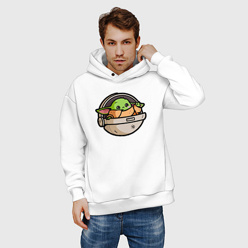 Мужское худи оверсайз Yoda baby / Белый – фото 3