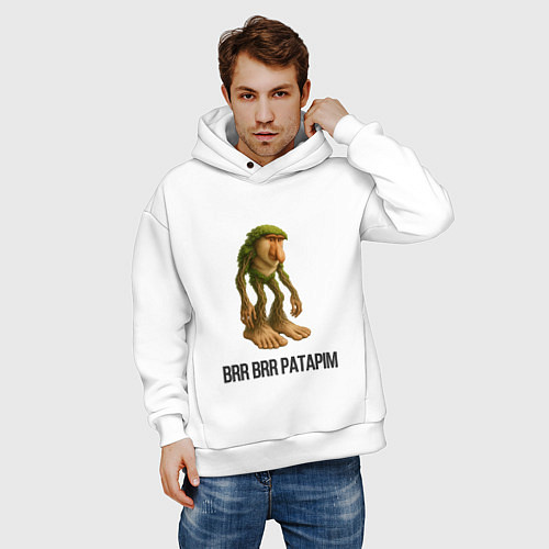 Мужское худи оверсайз Brr Brr Patapim Brainrot / Белый – фото 3