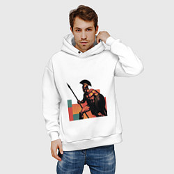 Толстовка оверсайз мужская Спартанец поп-арт, цвет: белый — фото 2