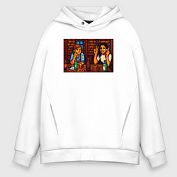 Толстовка оверсайз мужская День студента пиксель-арт мем, цвет: белый