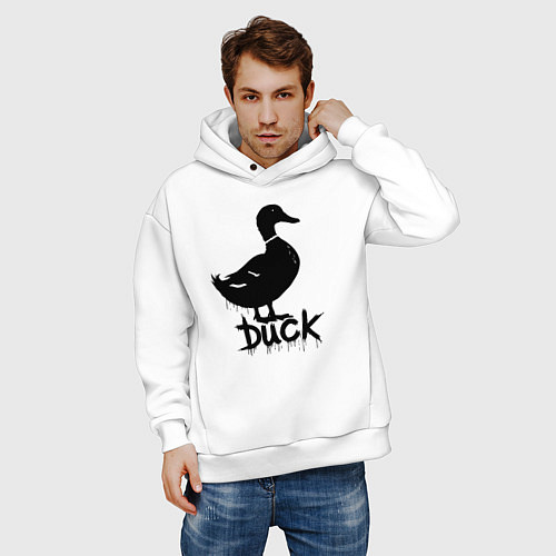 Мужское худи оверсайз Граффити утка / Белый – фото 3