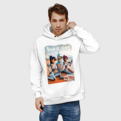 Толстовка оверсайз мужская Бендер с двумя подругами на летнем пляже, цвет: белый — фото 2