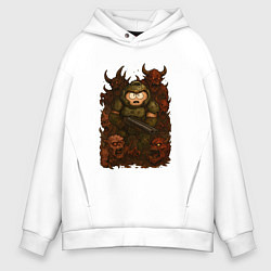 Толстовка оверсайз мужская Эрик Картман во вселенной Doom, цвет: белый