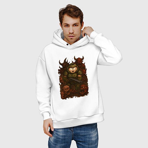 Мужское худи оверсайз Эрик Картман во вселенной Doom / Белый – фото 3