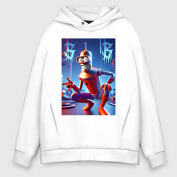 Толстовка оверсайз мужская Бендер-паук мем коллаба, цвет: белый