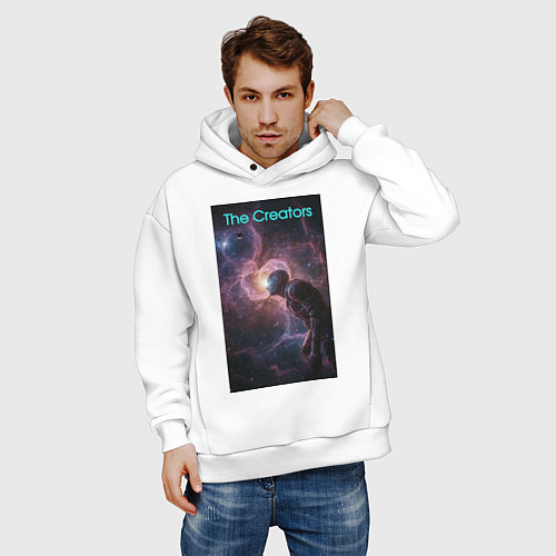Мужское худи оверсайз The Creators - space giant / Белый – фото 3