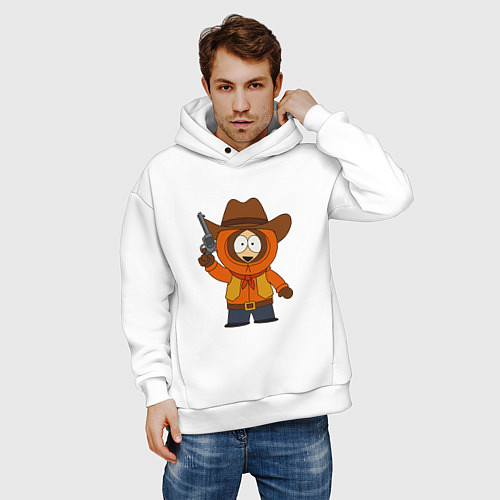 Мужское худи оверсайз Кенни ковбой / Белый – фото 3