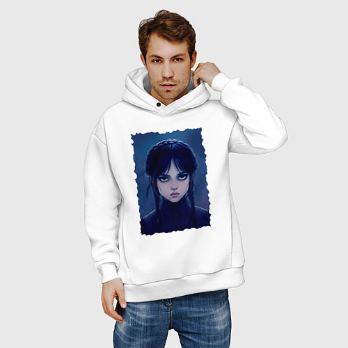 Мужское худи оверсайз Wednesday Addams 2 / Белый – фото 3