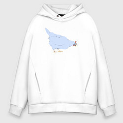 Толстовка оверсайз мужская Курочка голубая, цвет: белый