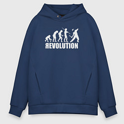 Толстовка оверсайз мужская Революция - эволюция, цвет: тёмно-синий