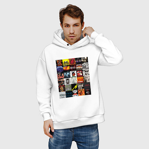 Мужское худи оверсайз Metallica - обложки / Белый – фото 3