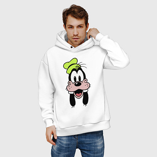 Мужское худи оверсайз Goofy head / Белый – фото 3