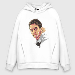Толстовка оверсайз мужская Эдвард Нортон Бойцовский клуб, цвет: белый