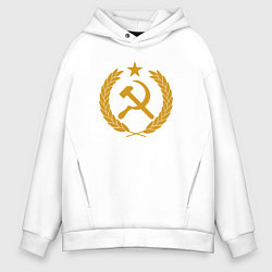 Толстовка оверсайз мужская Герб - СССР, цвет: белый