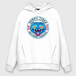 Толстовка оверсайз мужская Derpy tiger delivery service, цвет: белый