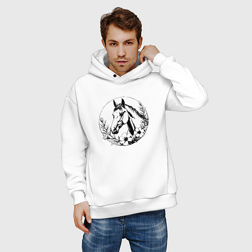 Мужское худи оверсайз Дух ветра / Белый – фото 3