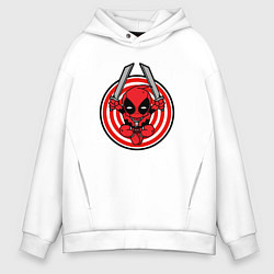 Толстовка оверсайз мужская Дэдпул с мечами, цвет: белый