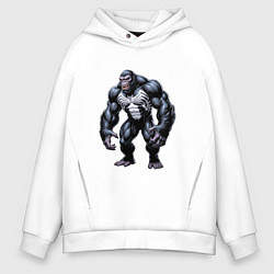 Толстовка оверсайз мужская Гибрид Venom и гориллы, цвет: белый